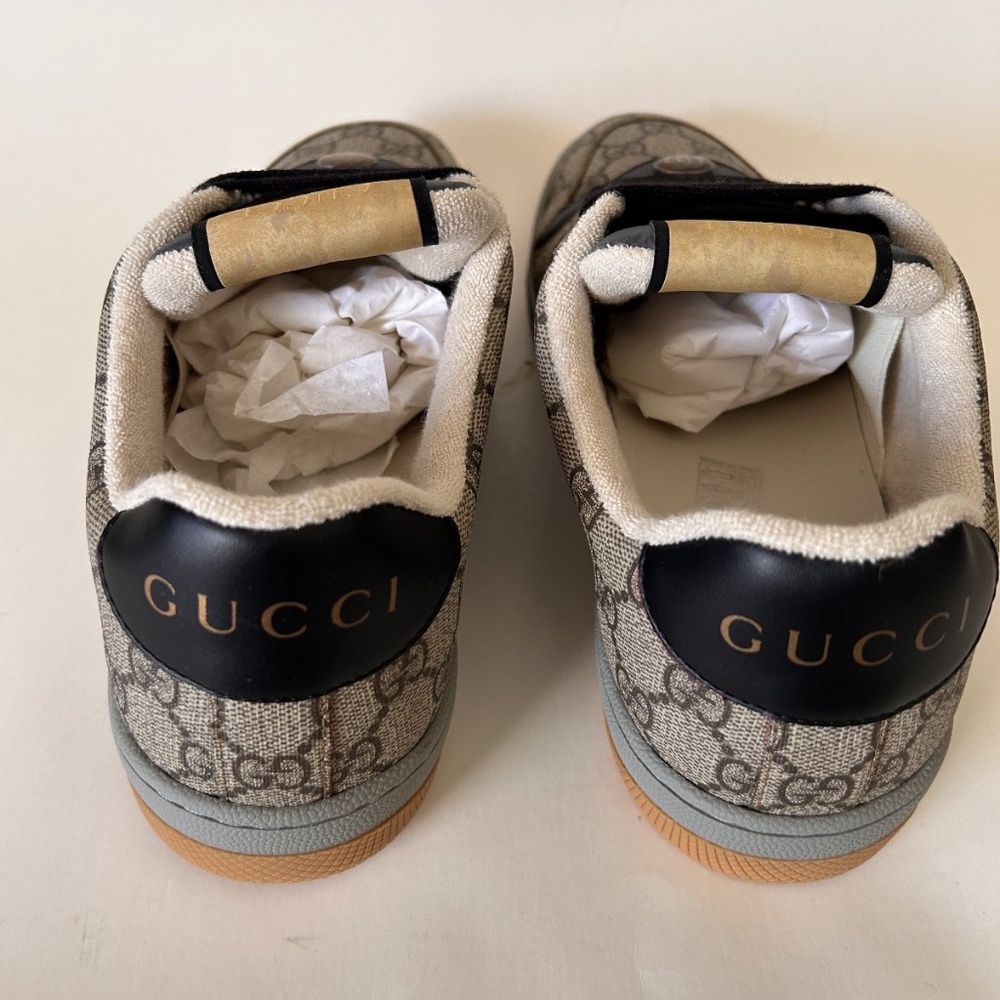 GUCCI Men's Screener Sneaker GG Monogram Beige Ebony Size 9.5 (US) NIB 674530 - Picture 9 of 12